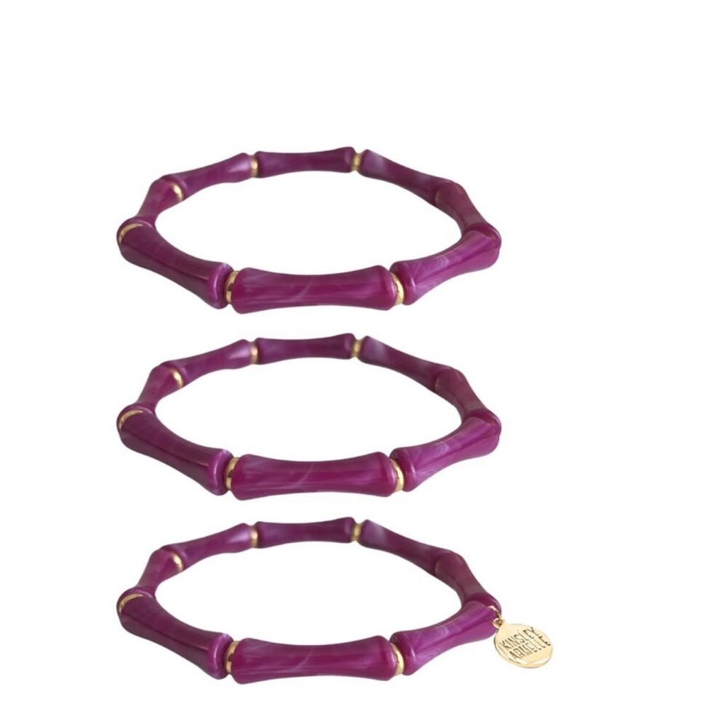 RETAIL $35 Kinsley Armelle Yara Collection Raspberry Bracelet Set*3 Bracelets